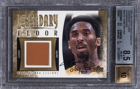 2001-02 Upper Deck "Legendary Floor" #KBF Kobe Bryant Signed Game Used Floor Card (#041/100) – BGS NM-MT+ 8.5/BGS 10